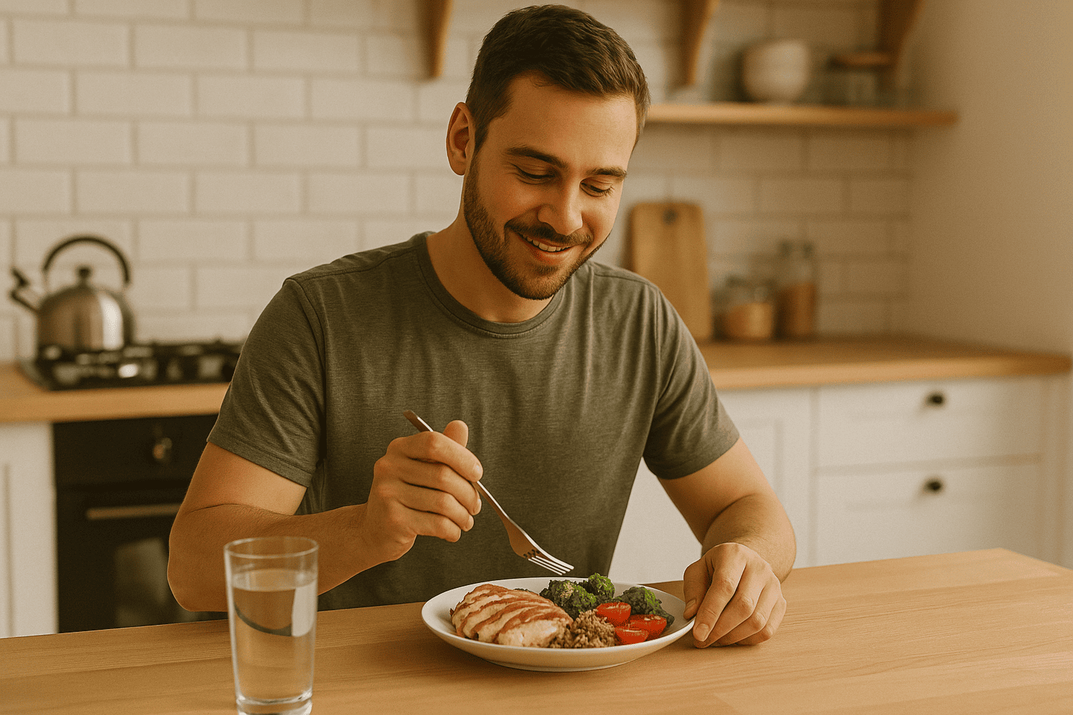 man eating nutrition meal